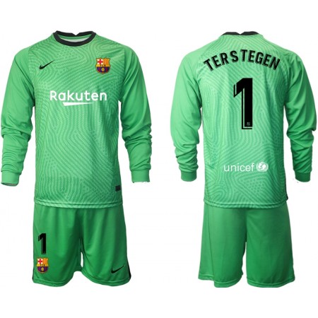 Fotballdrakt FC Barcelona Keeper TER Stegen 1 Barn trøye 2020-2021 M001 Langermet